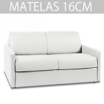 Canap� express sun edition cuir et pu cayenne blanc 120 cm matelas 16 cm