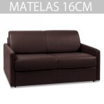 Canap� express sun edition cuir et pu cayenne marron 120 cm matelas 16 cm