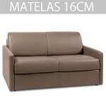 Canap� express sun edition cuir et pu cayenne taupe 120 cm matelas 16 cm