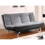 Canapé convertible clic - clac en tissu et simili demido iii - gris et noir Canapé convertible clic - clac en tissu et simili demido iii - gris et noir