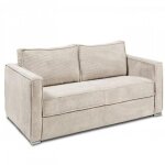 Canap� convertible express 140 arles matelas m�mory 22cm sommier lattes velours c�tel� perle