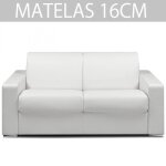 Canap� express 120 cm dreamer edition cuir et pu cayenne blanc matelas 16 cm