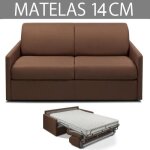 Canap� convertible paradiso express 120cm matelas 14cm marron chocolat