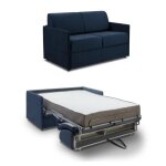 Canap� lit express colosse couchage 120 cm matelas �paisseur 22 cm � m�moire de forme velours bleu marine ...