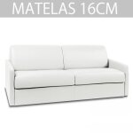 Canap� express sun edition cuir et pu cayenne blanc 160 cm matelas 16 cm