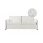 Canap� convertible express 3 places agathe en tissu bouclette - matelas 13cm - blanc - 140x190cm