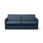 Canap� convertible express 3 places agathe couchage quotidienen tissu - bleu fonc� - matelas 13cm - couchage ...