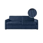 Canap� convertible express 3 places agathe 140x190cm en velours c�tel� - bleu fonc� - matelas 13cm - ...