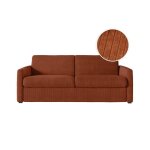 Canap convertible express 3 places agathe en velours ctel - matelas 13cm - terracotta - 140x190cm