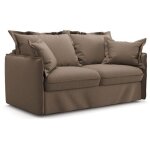 Canap� convertible express - 3 places - mykonos - tissu chocolat - 185 x 104 x 90 cm - mondo