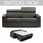 Canap� convertible express darwin t�ti�res r�glables couchage 160cm matelas 16cm tissu tweed gris anthracite ...