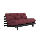 Canap� convertible futon roots pin laqu� noir matelas 160 x 200 cm coloris bordeaux