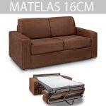 Canap lit 2 - 3 places dreamer convertible express 120cm matelas 16 cm microfibre marron