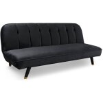 Canap� convertible - menzzo - olympia - velours noir - 3 places - couchage 140x200 cm