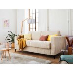 Owen - canap 3 places convertible - couchage quotidien - matelas 12 cm - en velours ctel - beige