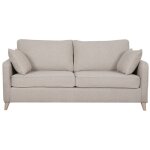 Miliboo - canap� convertible scandinave 3 places en tissu beige et bois clair avec matelas 10 cm papel ...