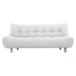 Miliboo - canap� convertible scandinave 3 places en tissu gris clair et bois clair yumi