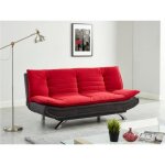 Canapé convertible clic - clac en tissu demido iii - bicolore rouge et anthracite Canapé convertible clic - clac en tissu demido iii - bicolore rouge et anthracite