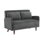 Canap convertible en velours ctel - panam - 2 places scandinave. pieds bois fonc. gris fonc. banquette. ...