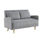 Canap convertible en velours ctel - panam - 2 places scandinave. pieds bois. gris clair. banquette. ...