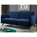 Canap 3 places convertible clic - clac en velours joris - bleu nuit