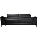 Miliboo - canap design avec ttires ajustables 3 places en cuir noir et acier chrom nevada