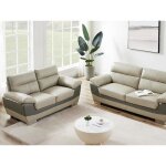 Canap�s 3 places et 2 places en cuir francesca - taupe