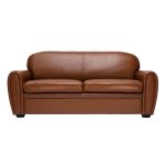 Miliboo - canap vintage 3 places cuir marron et bois noir club