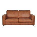 Miliboo - canapé vintage 2 - 3 places cuir marron cognac aspect vieilli et métal noir sonny Miliboo - canapé vintage 2 - 3 places cuir marron cognac aspect vieilli et métal noir sonny