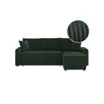 Canap� dangle 3 places maria r�versible convertible avec coffre en velours c�tel� - vert fonc� - l227 ...