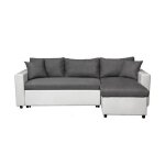 Canap dangle 4 places convertible et rversible maria en simili et microfibre - blanc / gris