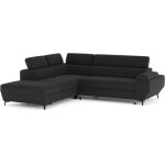 Canap� dangle convertible - 3 places - miky - tissu noir - coffre et t�ti�res - 262 x 235 x 96 cm - conforteam ...