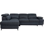 Canap� dangle convertible - 5 places - nina - tissu noir - coffre - 255 x 208 x 73 cm