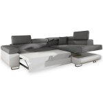 Canap� dangle convertible antoni avec t�ti�res relevables angle � droite simili blanc et tissus gris ...
