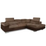 Canap� dangle convertible antoni avec t�ti�res relevables angle � droite simili marron et tissu marron ...