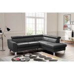 Canapé dangle convertible - en cuir italien de luxe - 5 places - gris foncé - angle droit (vu de face) ... Canapé dangle convertible - en cuir italien de luxe - 5 places - gris foncé - angle droit (vu de face) ...