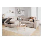 Canap dangle convertible paola 4 places avec coffre en tissu - beige - angle gauche