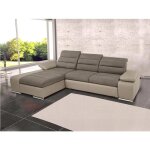 Canap dangle convertible en tissu et simili mirabeau - bicolore chocolat - taupe - angle gauche