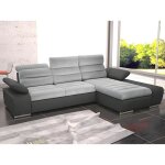 Canapé dangle convertible en tissu et simili mirabeau - bicolore gris / anthracite - angle droit Canapé dangle convertible en tissu et simili mirabeau - bicolore gris / anthracite - angle droit
