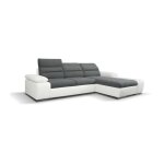 Canapé dangle convertible en tissu et simili mirabeau - bicolore gris / blanc - angle droit Canapé dangle convertible en tissu et simili mirabeau - bicolore gris / blanc - angle droit