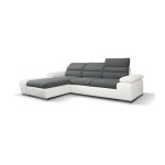 Canapé dangle convertible en tissu et simili mirabeau - bicolore gris / blanc - angle gauche Canapé dangle convertible en tissu et simili mirabeau - bicolore gris / blanc - angle gauche