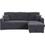 Canap� dangle convertible en velours c�tel� alain - 3 places - gris
