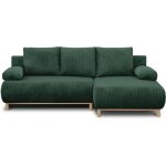 Canap� dangle droit convertible - 3 places - mika - tissu velours c�tel� vert fonc� - coffre de rangement ...