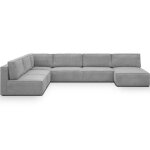 Canap� dangle droit modulable convertible 9 / 10 places en velours c�tel� gris clair - harper mod