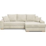 Canap� dangle � droite convertible 3 / 4 places en velours c�tel� beige - nyssa