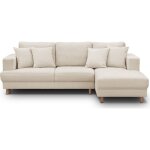 Canap� dangle � droite convertible 4 places en tissu chenille beige - marceau