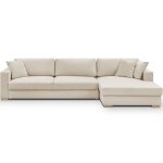 Canap� dangle � droite convertible 5 places en tissu chenille beige - robin