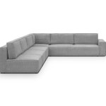 Canap� dangle � droite modulable convertible 10 places en velours c�tel� gris clair - harper mod