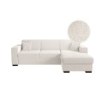 Canap dangle fuji xl convertible avec coffre en tissu bouclette - angle droit - blanc