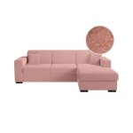 Canap dangle fuji xl convertible avec coffre en tissu bouclette - angle droit - rose